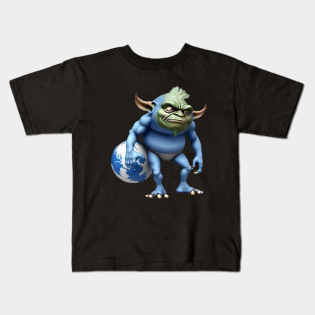 goblin carrying world Kids T-Shirt by TrvlAstral